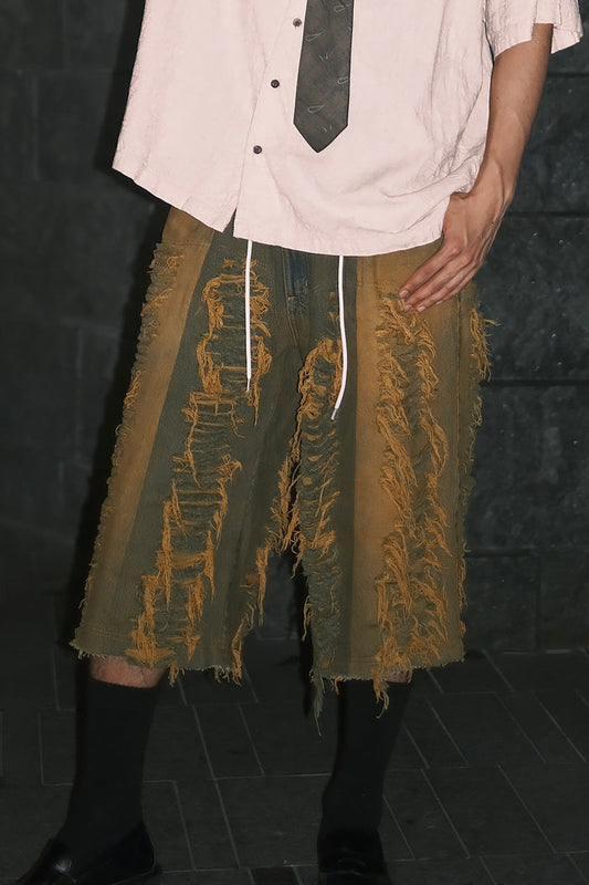 Remake Vintage Jorts (Ripped-Yellow) 33” #REJRYE01