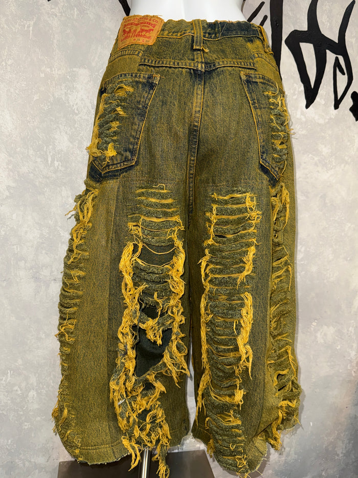 Remake Vintage Jorts (Ripped-Yellow) 33” #REJRYE01