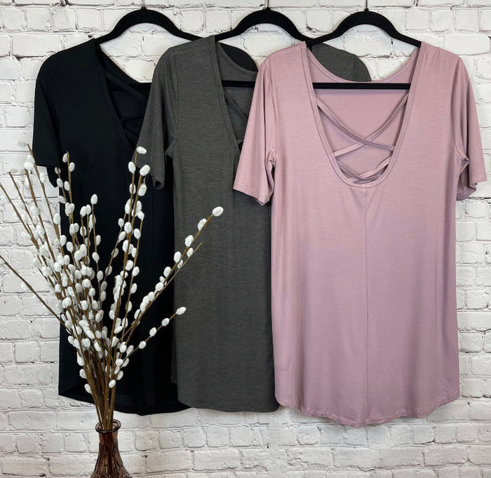 SABA & CO LOW BACK CRISS CROSS TUNIC