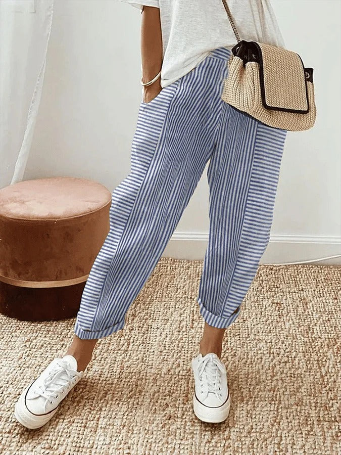 Savannah | Striped Cropped Pants