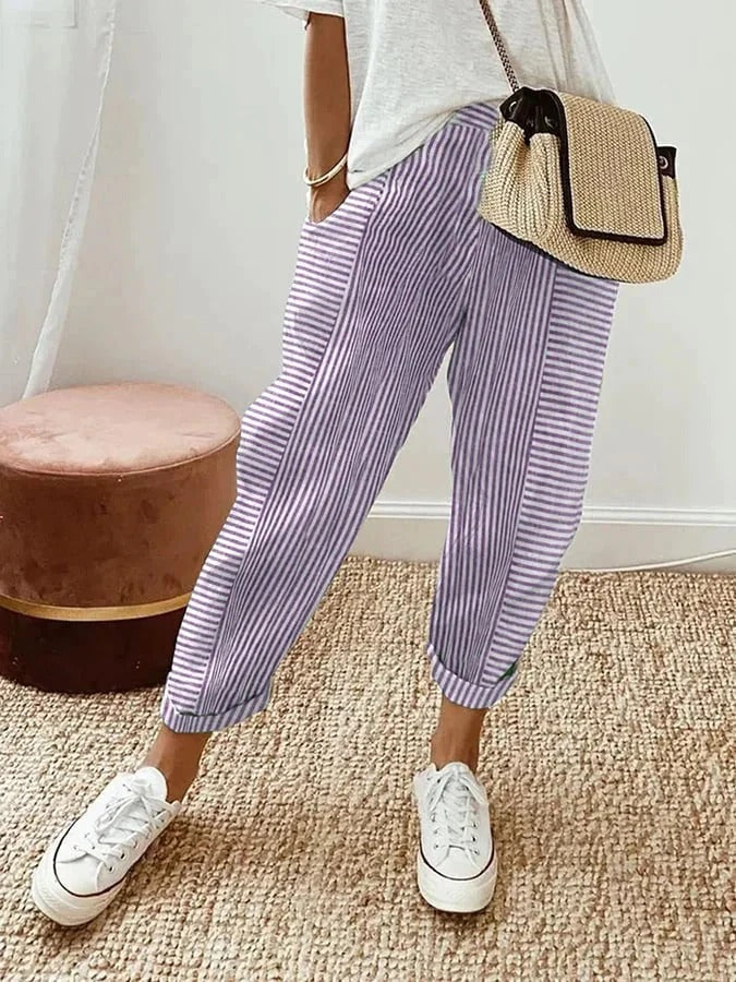 Savannah | Striped Cropped Pants
