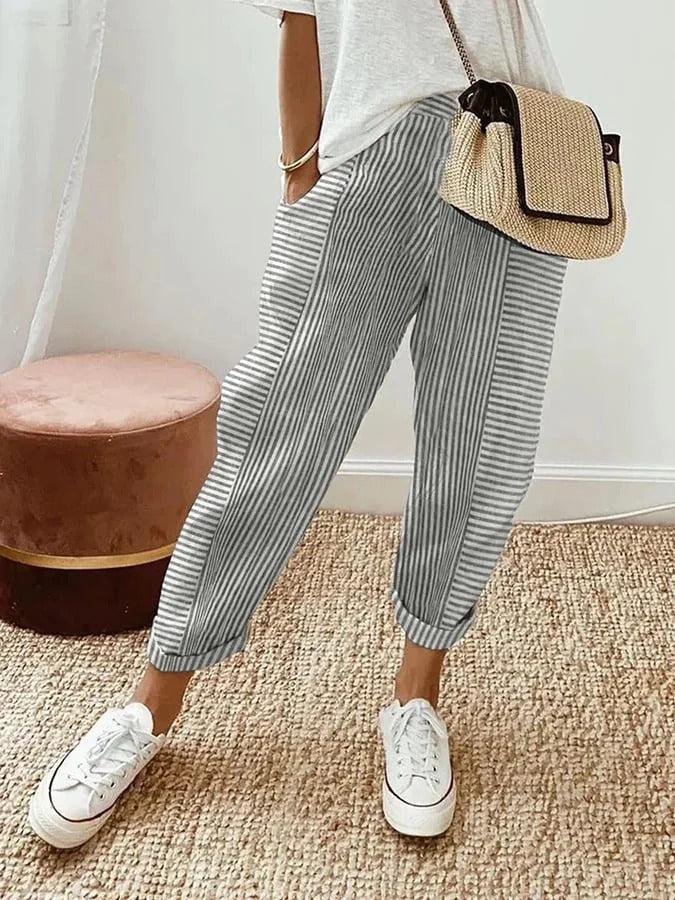 Savannah | Striped Cropped Pants