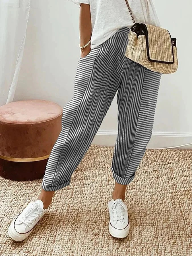 Savannah | Striped Cropped Pants