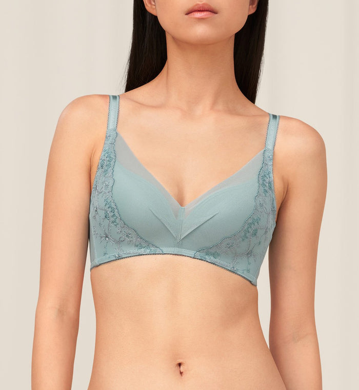 SCULPT CLEMATIS NON-WIRED PADDED BRA - SEA GREEN