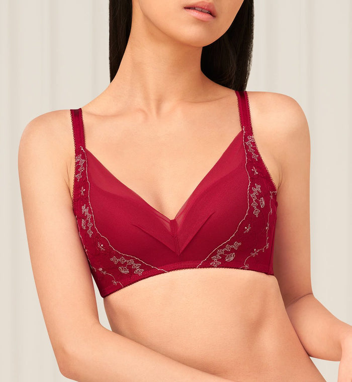 SCULPT CLEMATIS NON-WIRED PADDED BRA - ROSSO MASAI