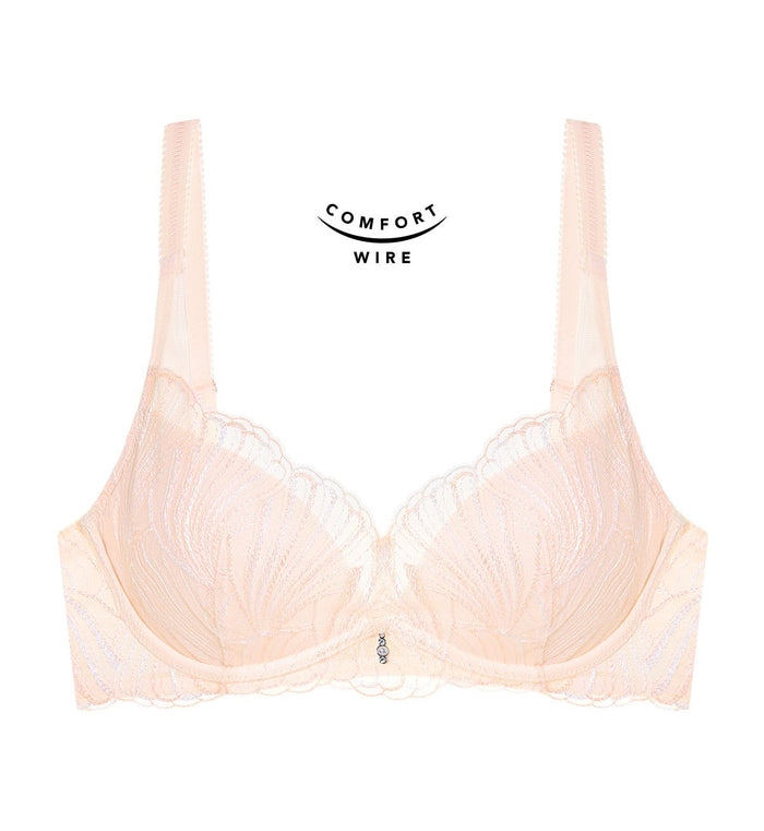 Seashell Wired Push Up Deep V Bra - FRESH HONEY