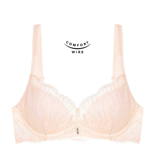 Seashell Wired Push Up Deep V Bra - FRESH HONEY