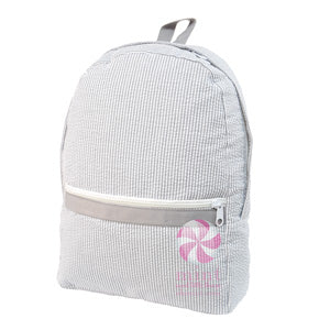 grey seersucker backpack