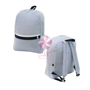 navy seersucker backpack