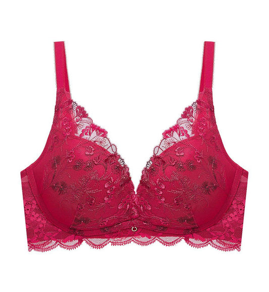 Sensual Spotlight Non-Wired Push Up Deep V Bra - ROSSO MASAI