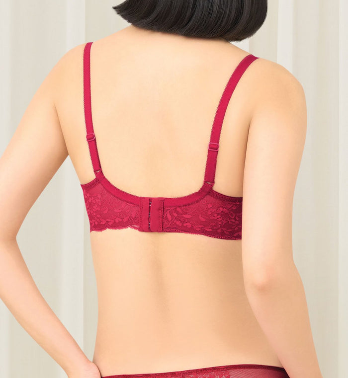 Sensual Spotlight Non-Wired Push Up Deep V Bra - ROSSO MASAI
