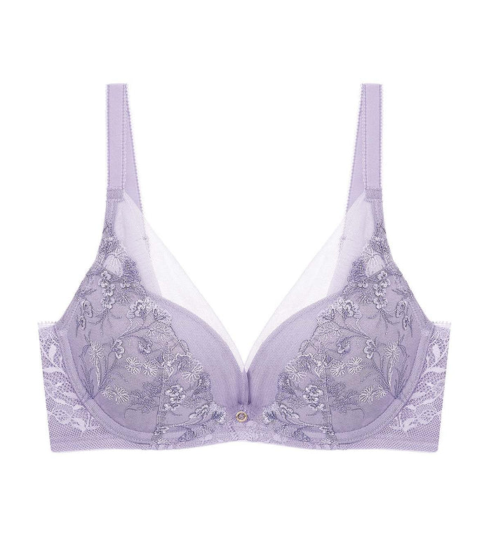 Sensual Spotlight Wired Push Up Deep V Bra - GREY SHADOW