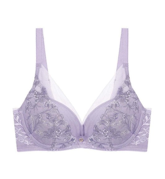Sensual Spotlight Wired Push Up Deep V Bra - GREY SHADOW