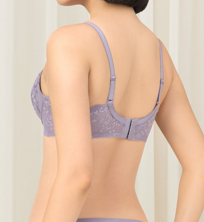 Sensual Spotlight Wired Push Up Deep V Bra - GREY SHADOW