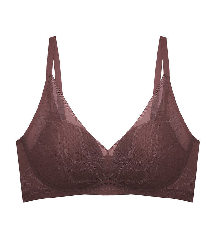 Sheer Breeze Non-Wired Push Up Bra - DEEP MAHOGANY