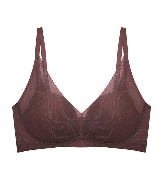 Sheer Breeze Non-Wired Push Up Bra - DEEP MAHOGANY