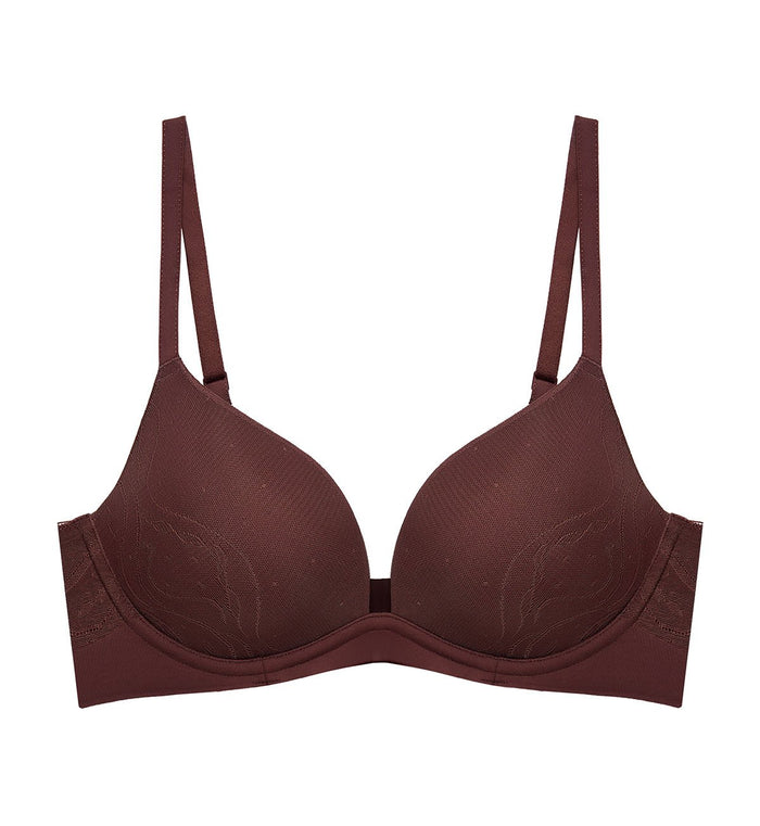 Sheer Breeze Non-Wired Push Up Sweetheart Bra - DEEP MAHOGANY