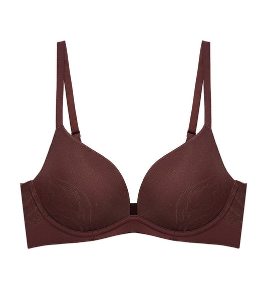 Sheer Breeze Non-Wired Push Up Sweetheart Bra - DEEP MAHOGANY
