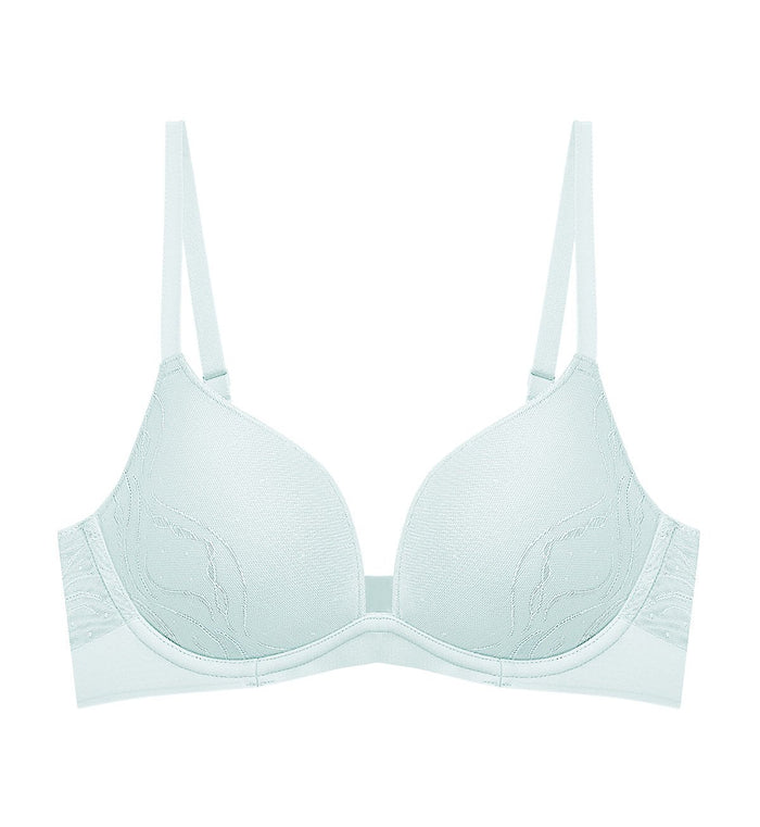 Sheer Breeze Non-Wired Push Up Sweetheart Bra - PEARL GREY