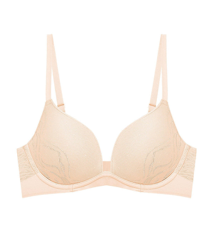Sheer Breeze Non-Wired Push Up Sweetheart Bra - NUDE BEIGE