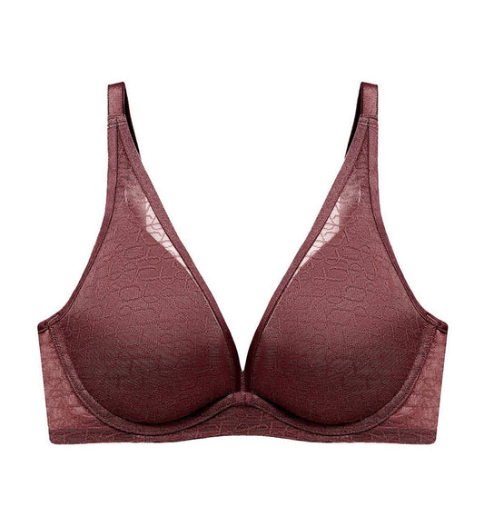 SIGNATURE SHEER NON WIRED PUSH UP DEEP V BRA - DECADENT CHOCOLATE
