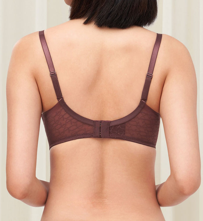SIGNATURE SHEER NON WIRED PUSH UP DEEP V BRA - DECADENT CHOCOLATE