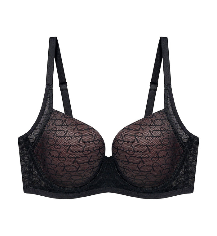 SIGNATURE SHEER WIRED PADDED BRA - BLACK