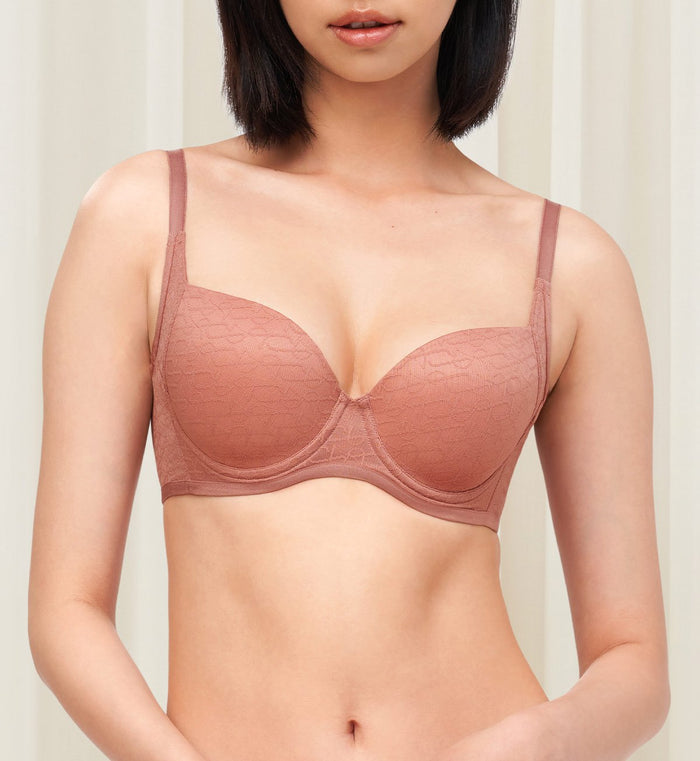 SIGNATURE SHEER WIRED PADDED BRA - TOASTED ALMOND
