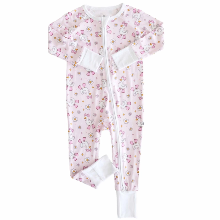 Silly Goose Pink Convertible Zipper Romper