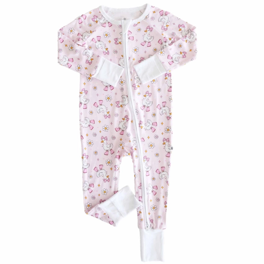 Silly Goose Pink Convertible Zipper Romper