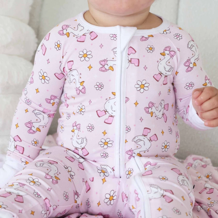 Silly Goose Pink Convertible Zipper Romper