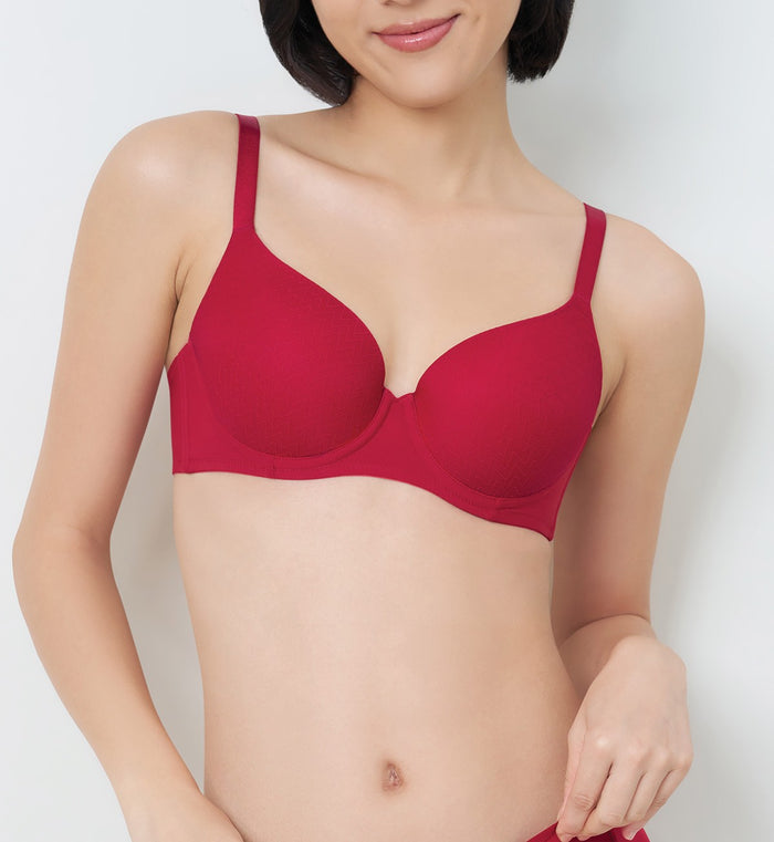 Simply Everyday Chic Wired 3/4 Cup Padded Bra - PAPRIKA RED