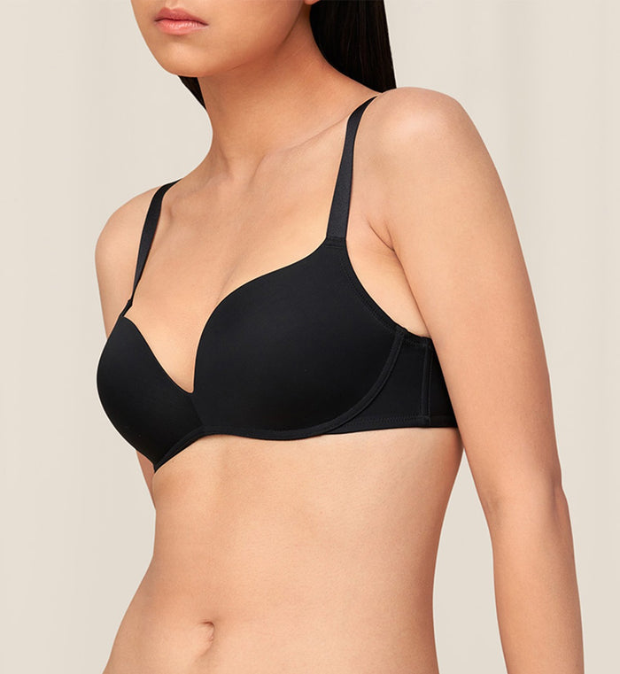 SIMPLY EVERYDAY NON-WIRED PUSH UP BRA - BLACK COMBINATION