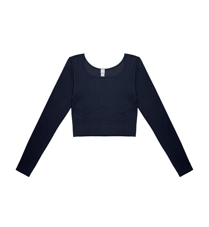 SLOGGI EVER INFUSED ALOE CROP TOP LONG SLEEVE - BLACK