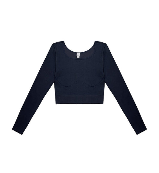 SLOGGI EVER INFUSED ALOE CROP TOP LONG SLEEVE - BLACK