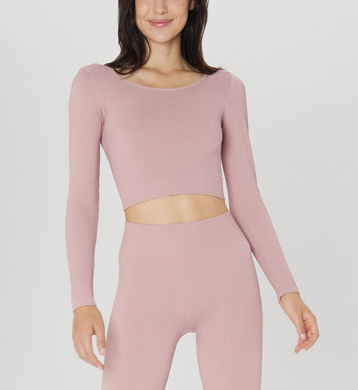 SLOGGI EVER INFUSED ALOE CROP TOP LONG SLEEVE - FOGGY MAUVE