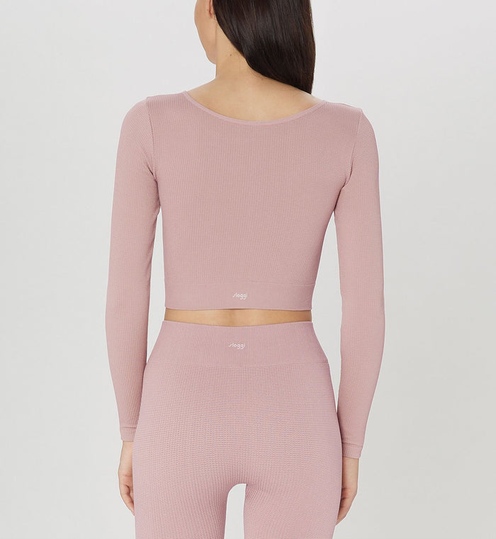 SLOGGI EVER INFUSED ALOE CROP TOP LONG SLEEVE - FOGGY MAUVE