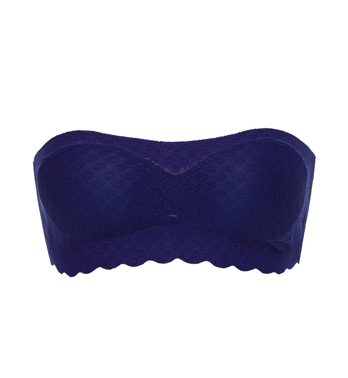 SLOGGI ZERO FEEL LACE NON-WIRED BANDEAU BRA TOP - BLUE INK