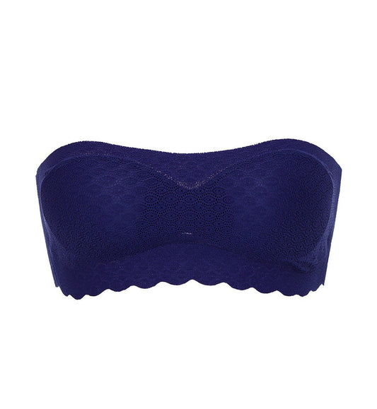 SLOGGI ZERO FEEL LACE NON-WIRED BANDEAU BRA TOP - BLUE INK