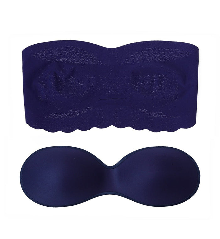 SLOGGI ZERO FEEL LACE NON-WIRED BANDEAU BRA TOP - BLUE INK