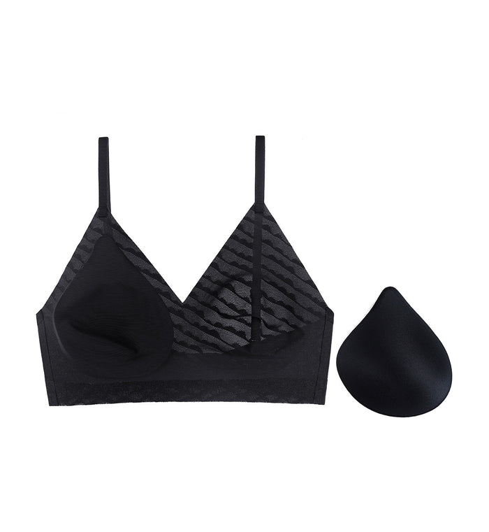 SLOGGI ZERO LACY PUSH UP BRA - BLACK