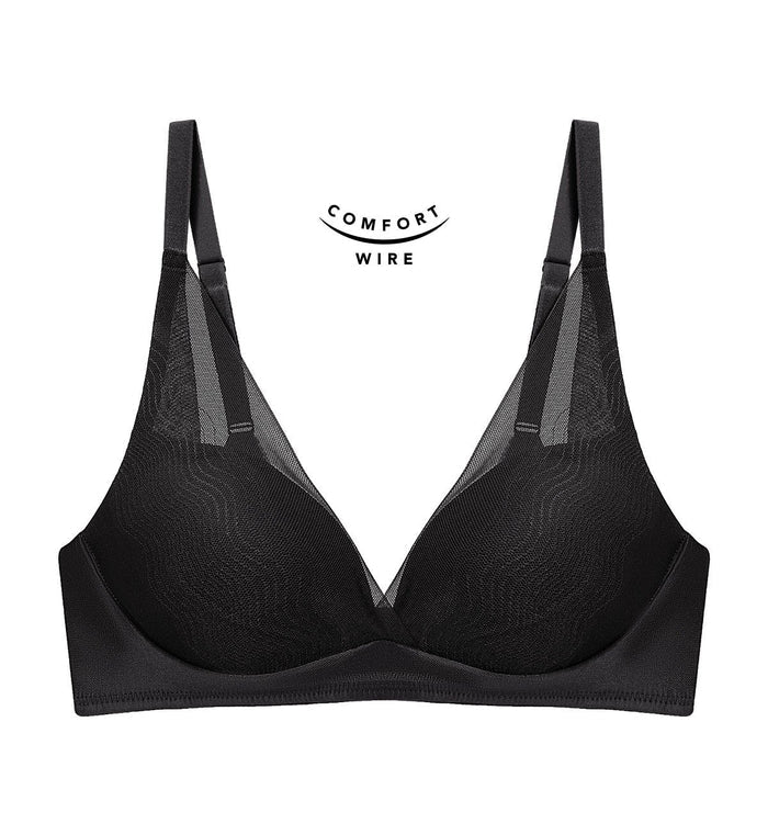 Smooth Sensation Magic Push Up Deep V Bra - BLACK