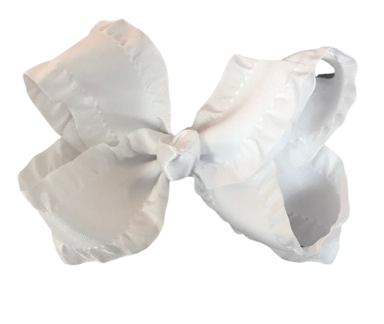 white ruffle bow