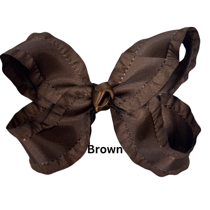 brown ruffle bow