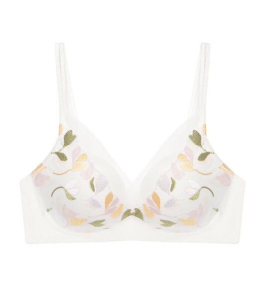SPRING EMBROIDERY NON-WIRED PADDED BRA - VANILLE