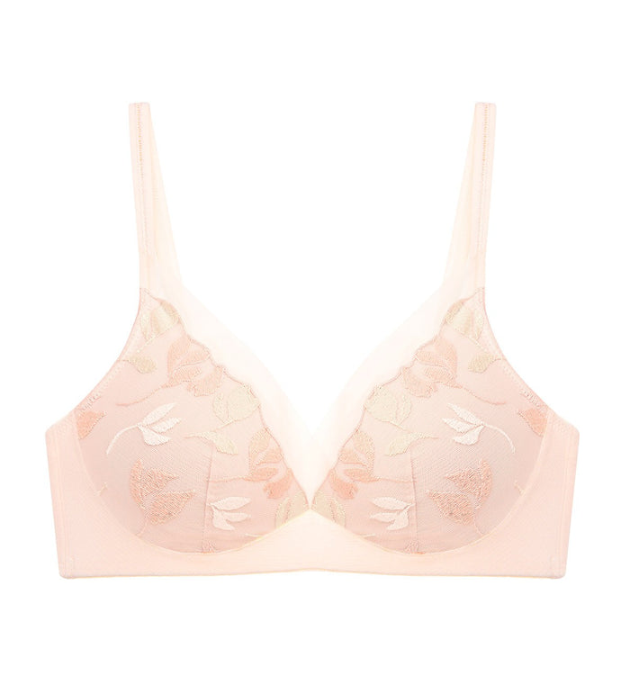 SPRING EMBROIDERY NON-WIRED PADDED BRA - FRESH HONEY