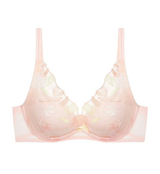 SPRING EMBROIDERY WIRED PUSH UP BRA - FRESH HONEY