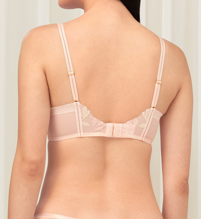 SPRING EMBROIDERY WIRED PUSH UP BRA - FRESH HONEY