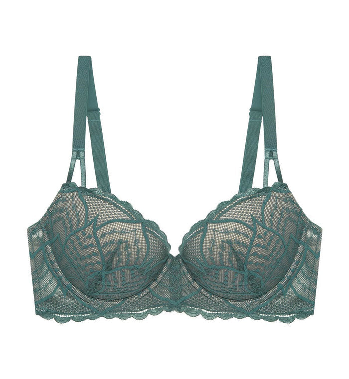 STYLE DOUBLE PUSH WIRED PUSH UP BRA - MYSTERIOUS GREEN