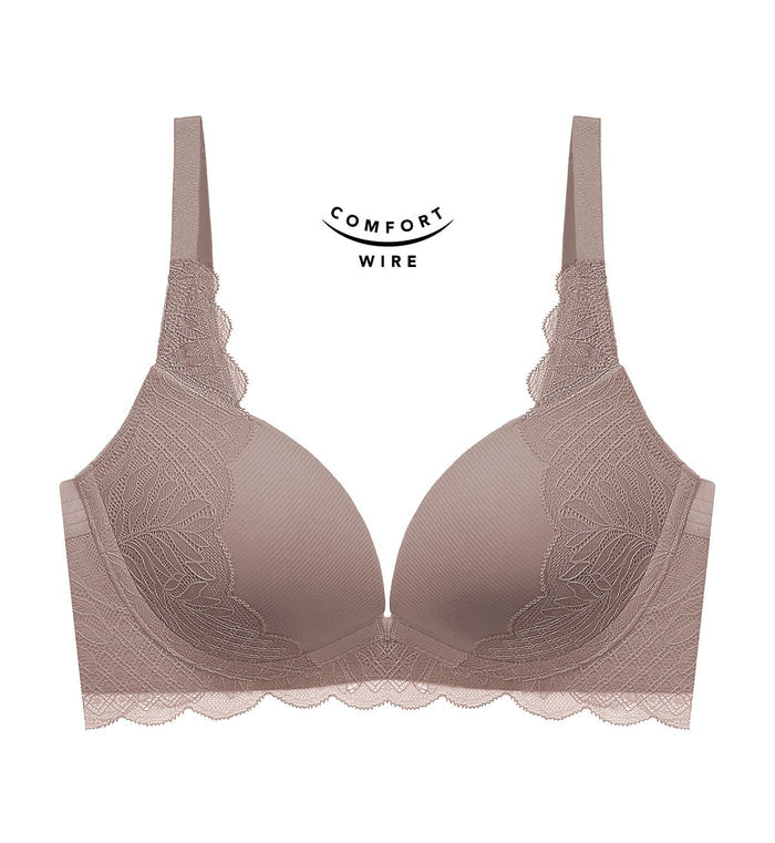 Tri-Air Lite Wired Push Up Deep V Bra - PIGEON GREY